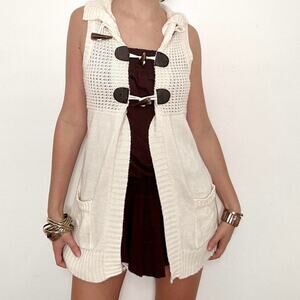 Y2k cream knit take out toggle closure cardigan